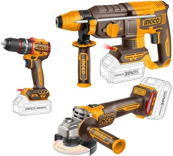 PERFORATEUR + VISSEUSE + Meuleuse PACK FE 3 Machine INGCO