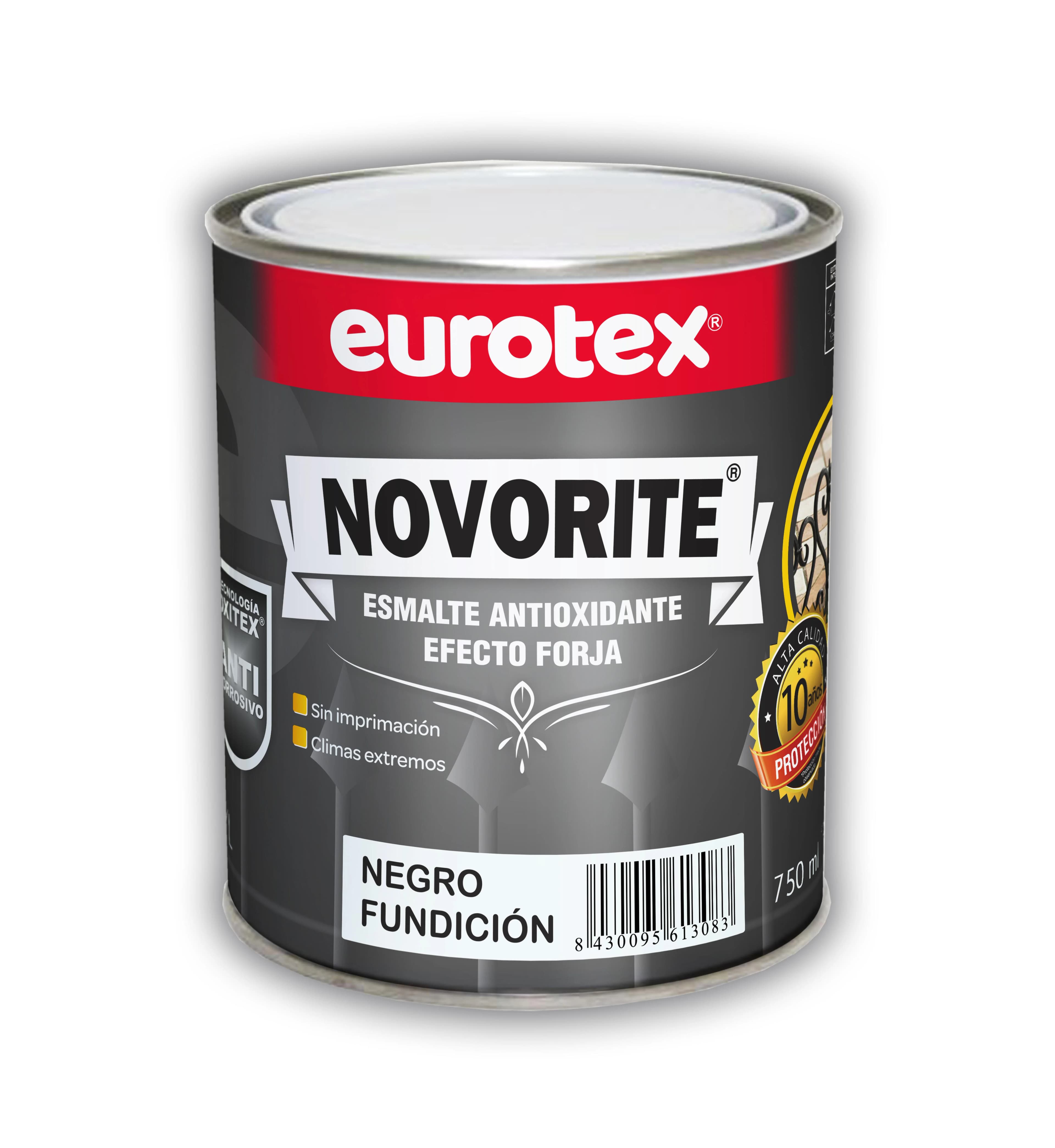 EUROTEX NOVORITE – Émail antioxydant effet forge – Noir fonte – 750 ml