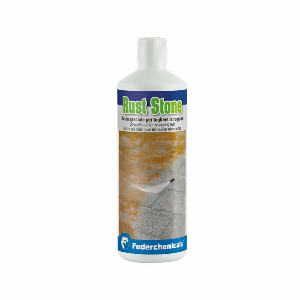 Federchemicals Rust Stone – Acide spécial pour éliminer la rouille et l’oxydation du marbre, idéal après découpe 1L