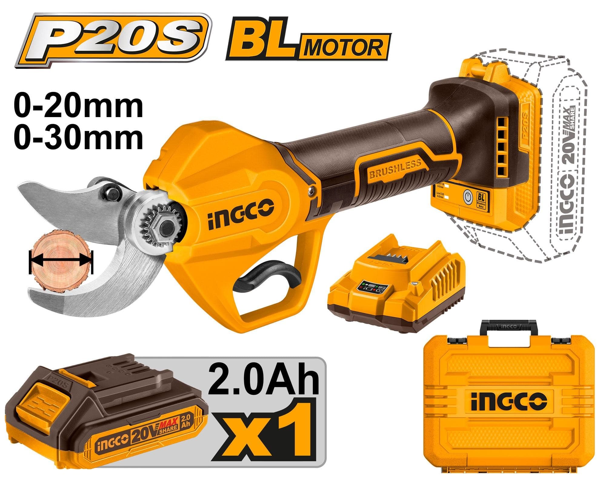 Cisaille Droite 20 V 1batterie - INGCO