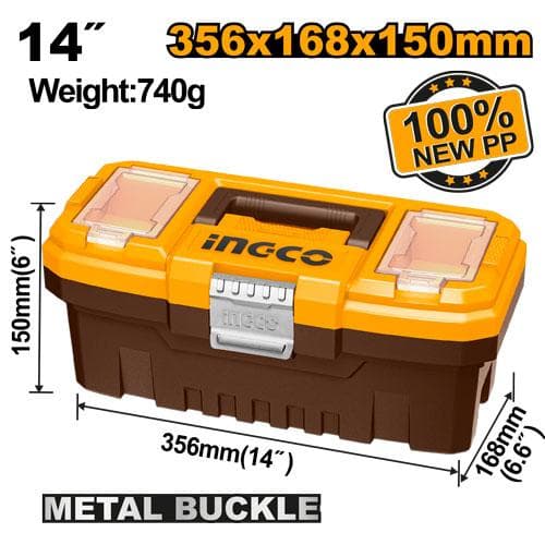 Boîte à Outils PVC Charnières Métal 14" - INGCO