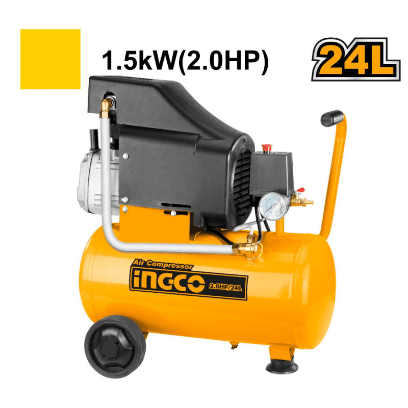 ضاغط هواء D'هواء 24 لتر, 1,5 Kw (2 HP) - INGCO