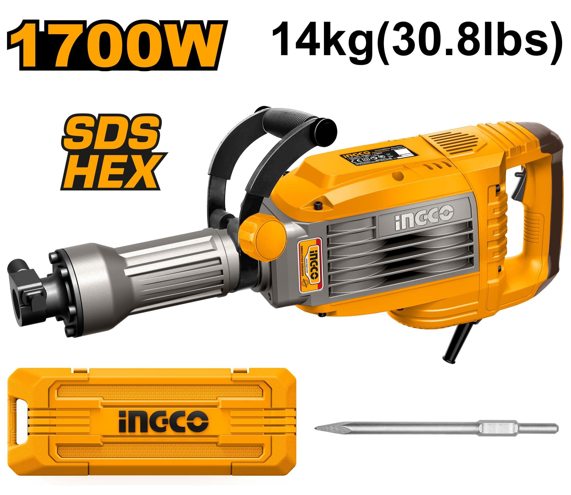 Marteau Piqueur 14 kg 1700 W 50J - INGCO