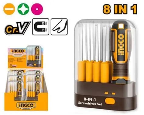 Jeu de tournevis Interchangeables 9 Pièces - INGCO