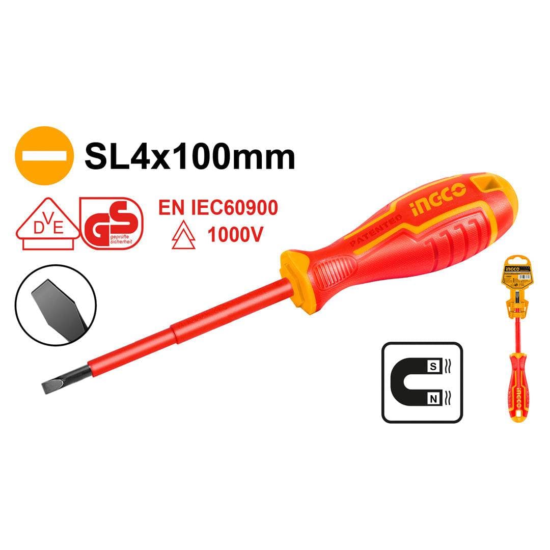 Tournevis isolé SL4.0×100 - INGCO