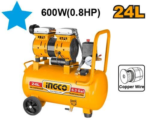 Compresseur Silencieux 24 L 600 W(0,8 HP) - INGCO