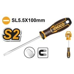 Tournevis Plat Sl 5,5 × 100 mm Magnétique - INGCO
