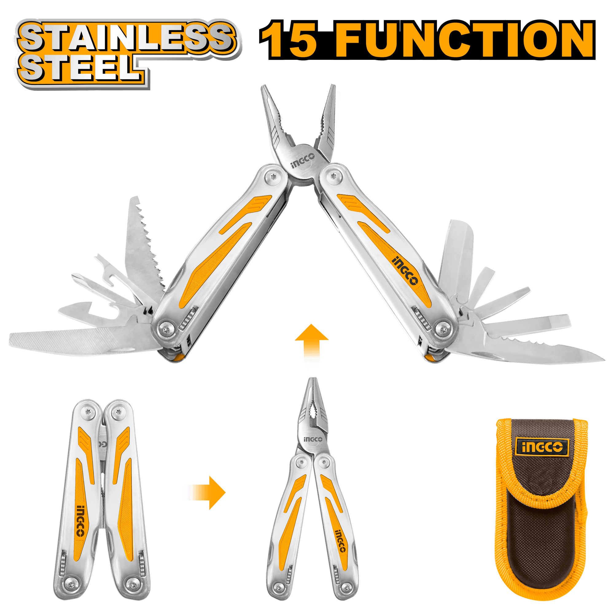 Pince Multifonctions Pliable (15 Fonctions) - INGCO