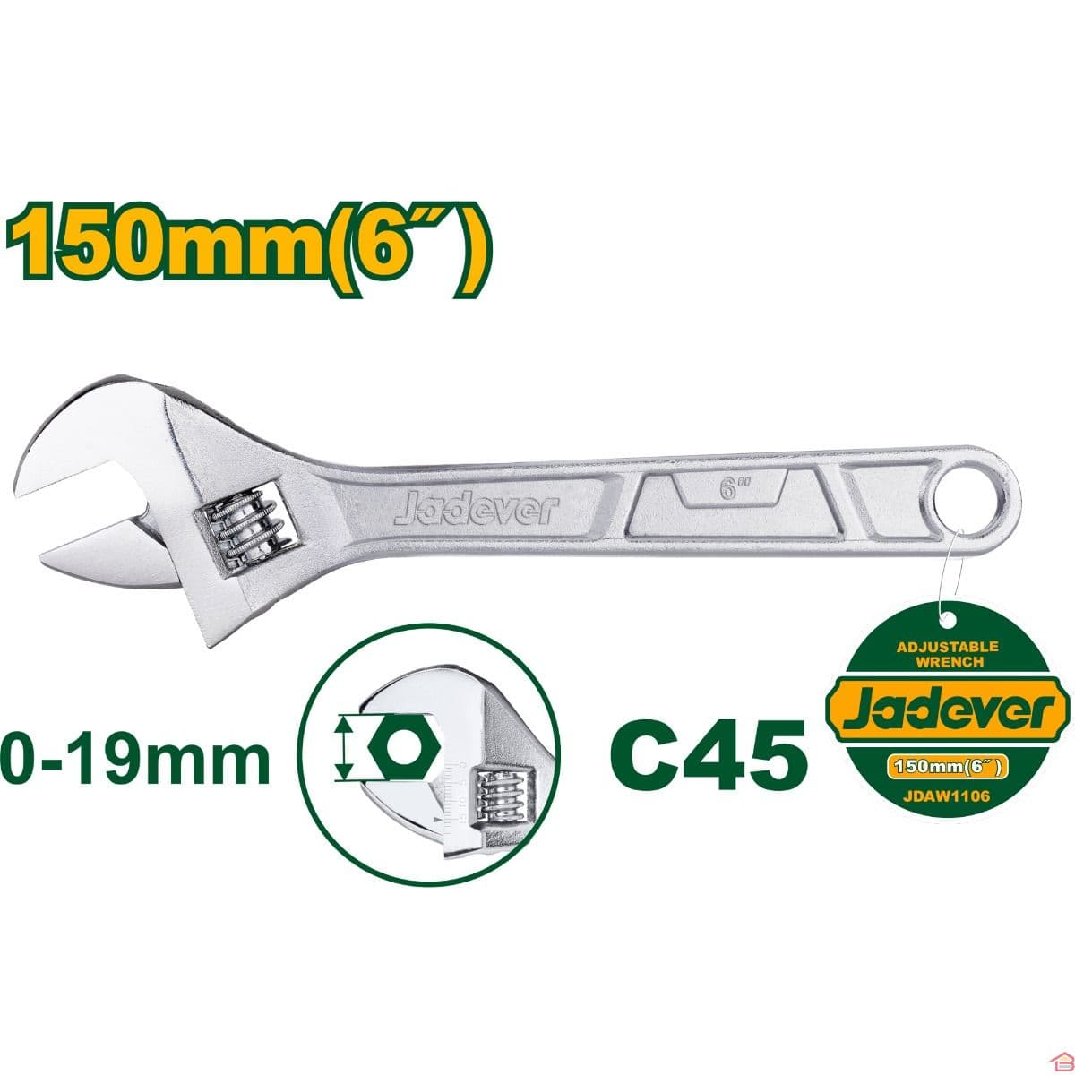 Clé à Molette 150 mm (6") - JADEVER