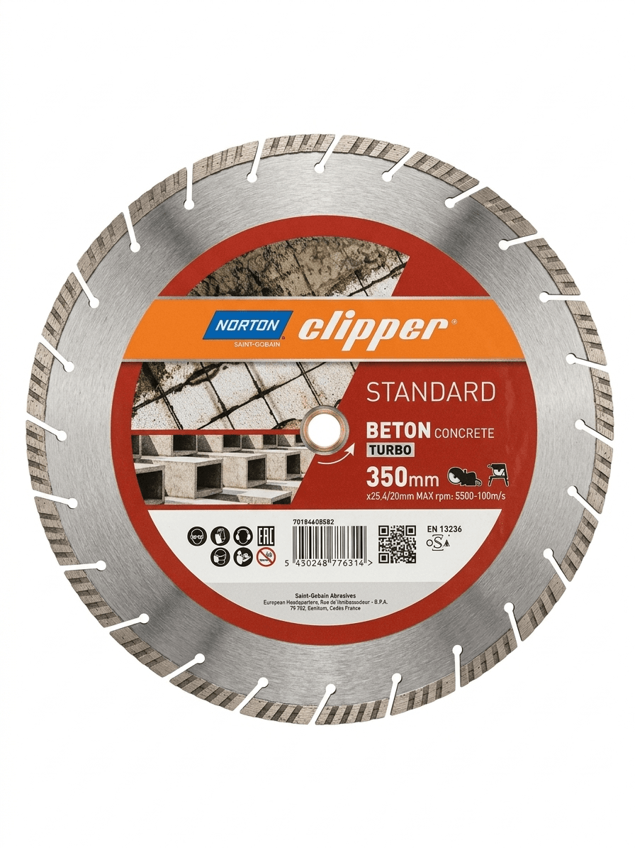 Disque Diamant pour Machines Portatives 350 mm Standard Turbo - NORTON CLIPPER