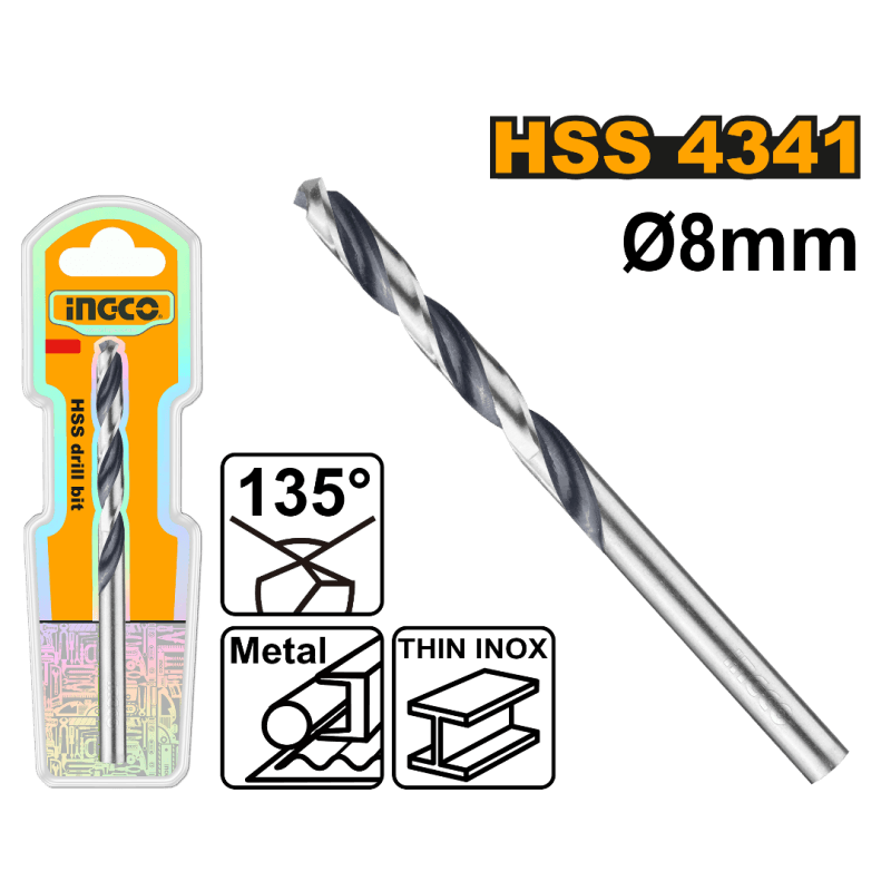 ريشة حفر معدن Hss4341 d 8 مم - INGCO