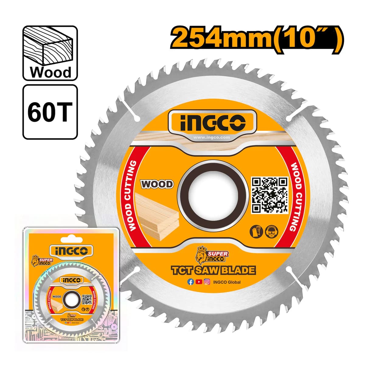Lame Scie Circulaire Bois 254 mm 60 Dents - INGCO