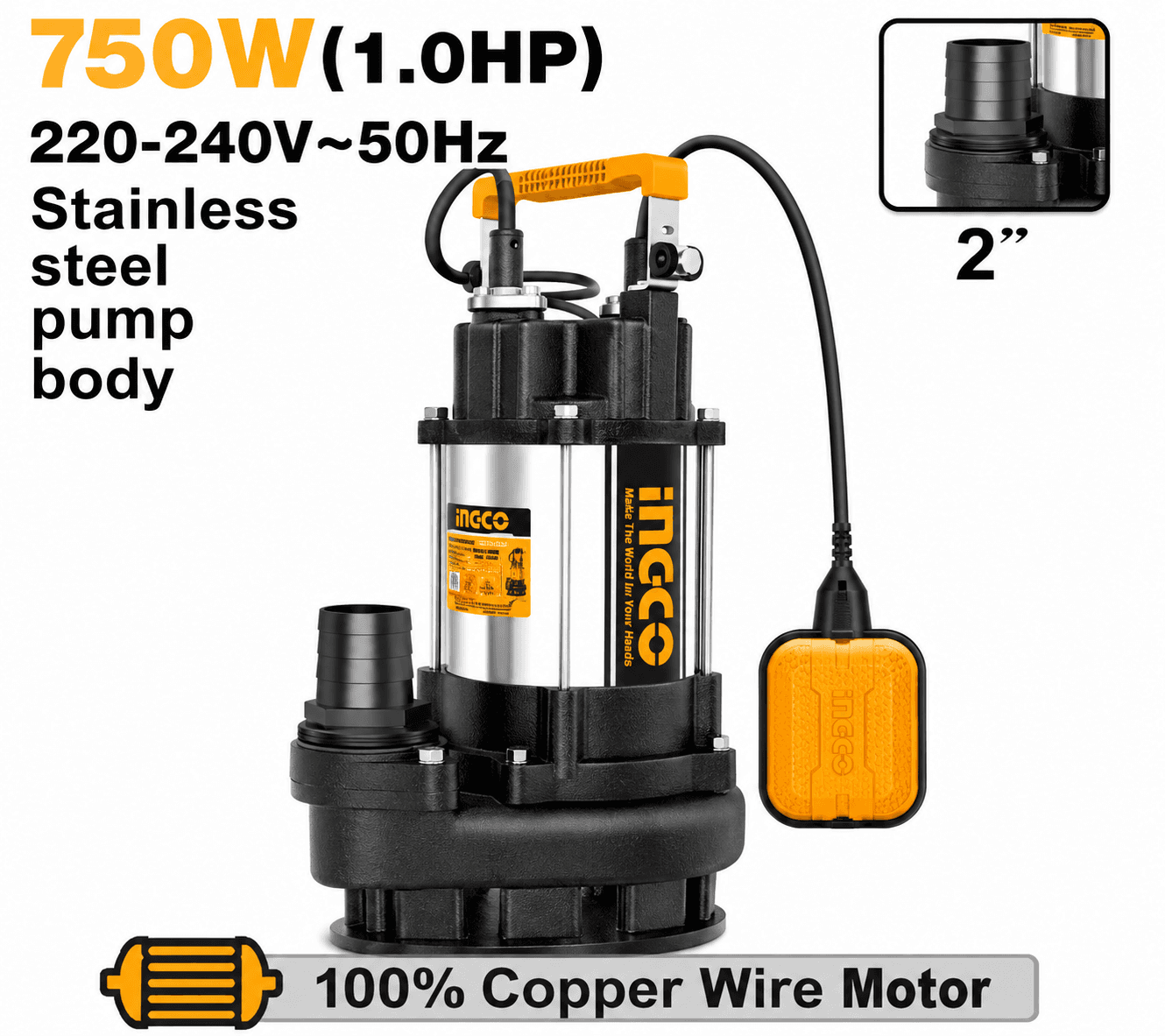 Pompe Submersible 750 W 13 m - INGCO