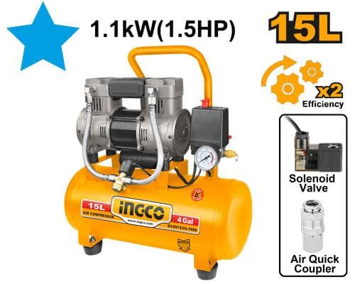 Air Compresseur Silencieux 15L 1100W (1.5HP) - INGCO