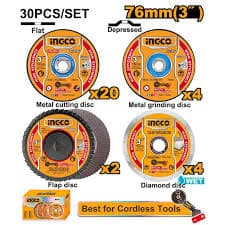 INGCO 30 Pièces Paquet Disque pour Carrelage + Acier