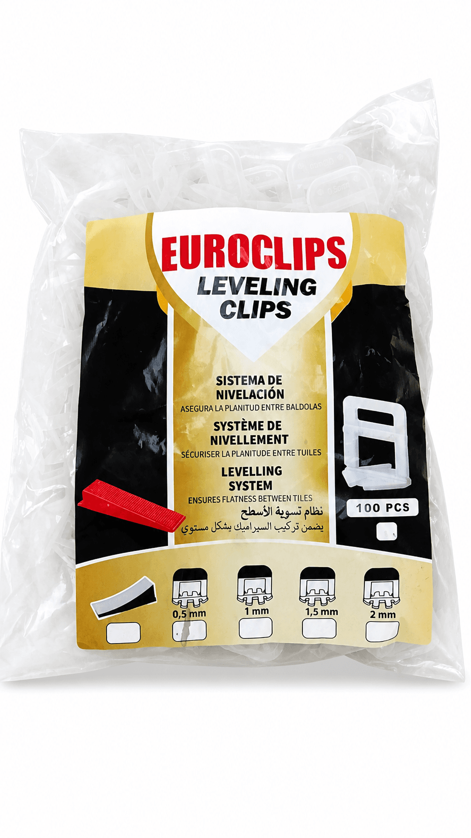 Serrage Carrelage 0,5 mm EURO CLIPS 100 Pièces