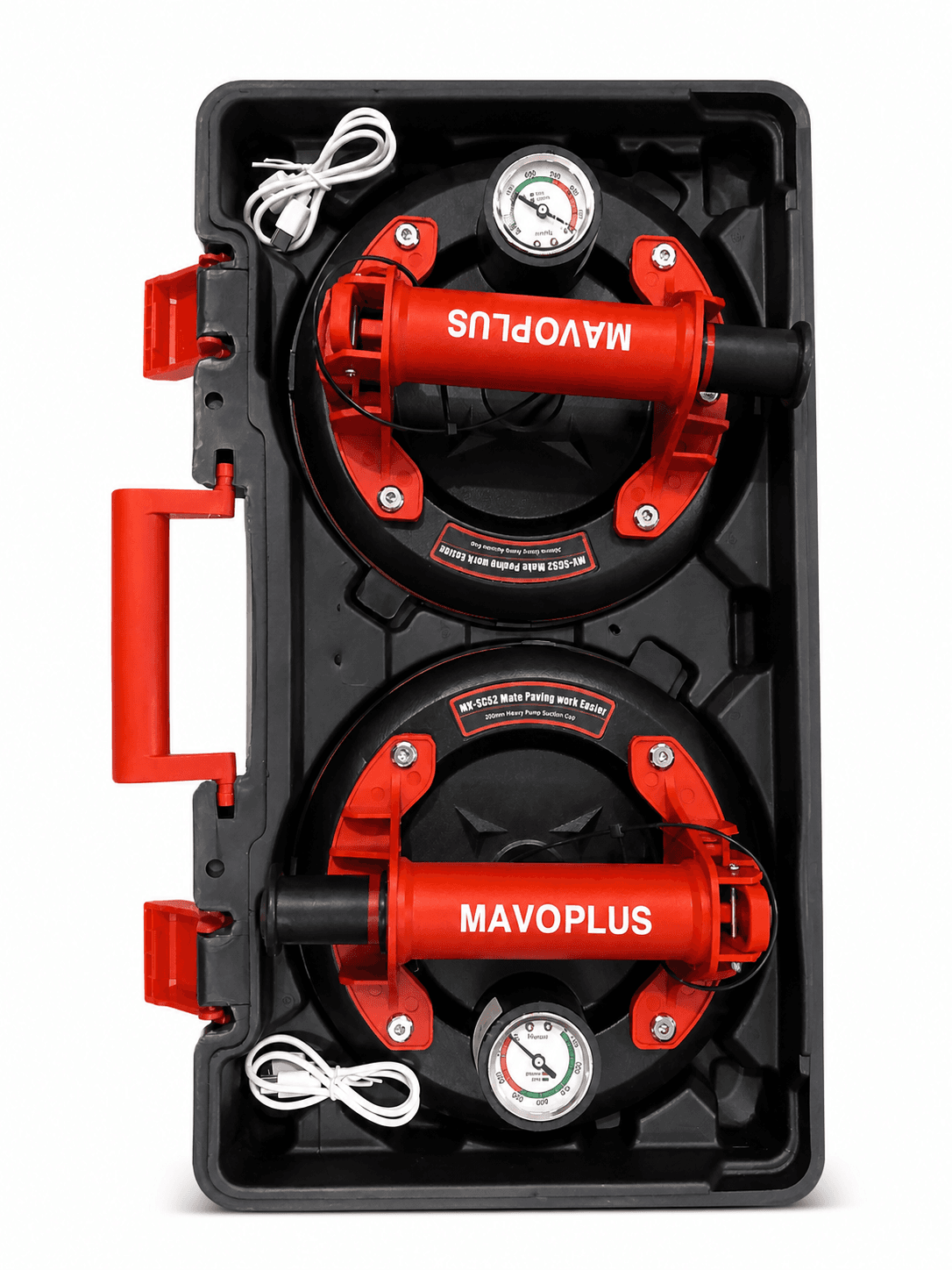 Double Ventouse à Vide Avec Manomètre Noir - MAVOPLUS